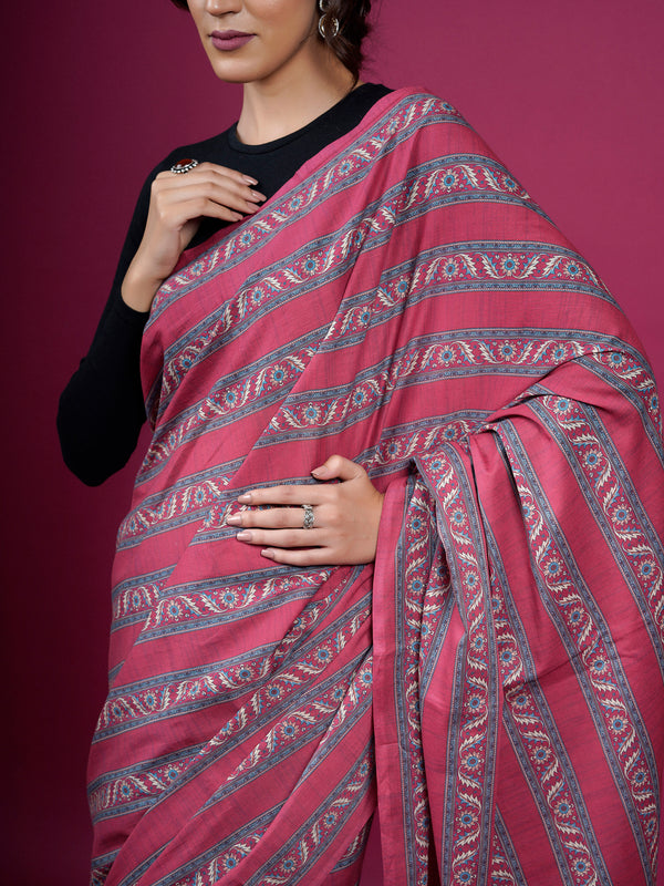 Red Floral Pure Cotton Half And Half Saree for Women