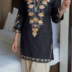 Aari Work Black Cotton Farshi Salwar Set