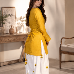 Embriodery Work Yellow Cotton Farshi Salwar Set