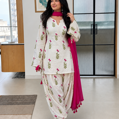 Beautiful Printed Cotton Farshi Pant Suit Set