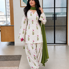 Beautiful Printed Cotton Farshi Pant Suit Set