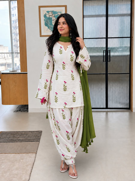 Beautiful Printed Cotton Farshi Pant Suit Set