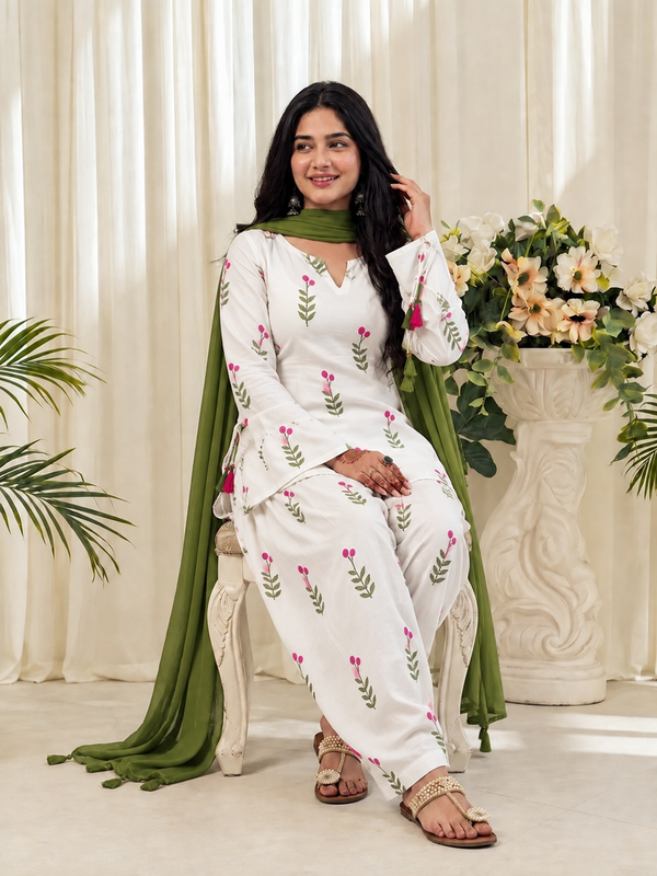 Beautiful Printed Cotton Farshi Pant Suit Set