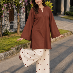 Red Embroidery Work Farshi Palazzo Set