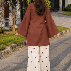 Red Embroidery Work Farshi Palazzo Set