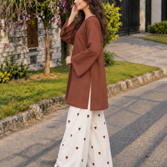 Red Embroidery Work Farshi Palazzo Set