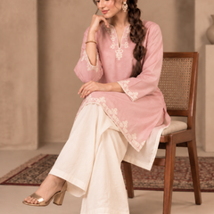 Trendy Farshi Pattern Baby Pink Kurta Salwar Set