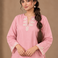 Trendy Farshi Pattern Baby Pink Kurta Salwar Set