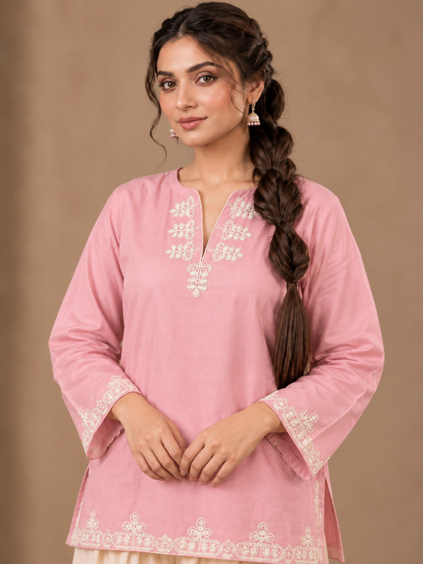 Trendy Farshi Pattern Baby Pink Kurta Salwar Set
