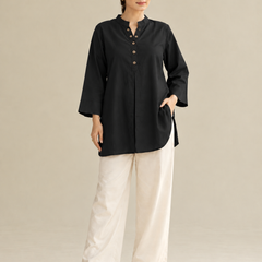 Black Color Cotton Kurti Pant Set