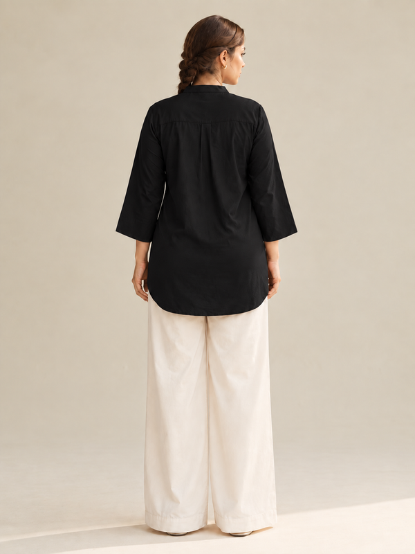 Black Color Cotton Kurti Pant Set