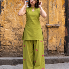 Embroidery Work Green Farshi Salwar Set