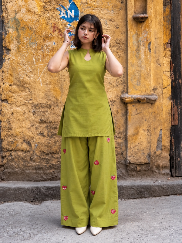 Embroidery Work Green Farshi Salwar Set