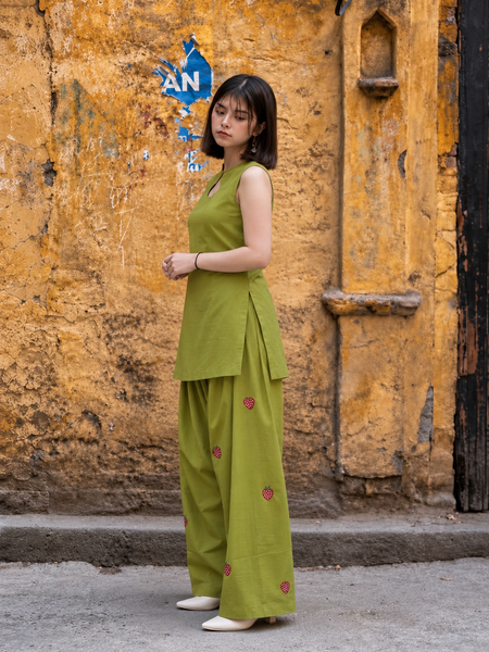 Embroidery Work Green Farshi Salwar Set