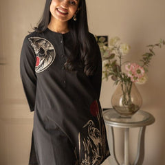 Embroidery Work Cotton Flex Black Co_ord Set