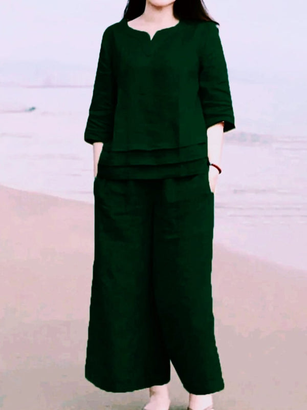 Green Cotton Slub Co-ord Set