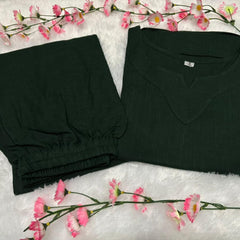 Green Cotton Slub Co-ord Set