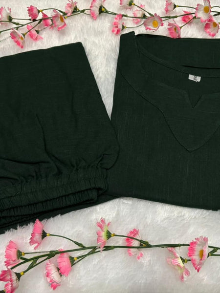 Green Cotton Slub Co-ord Set