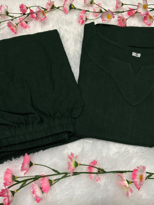 Green Cotton Slub Co-ord Set