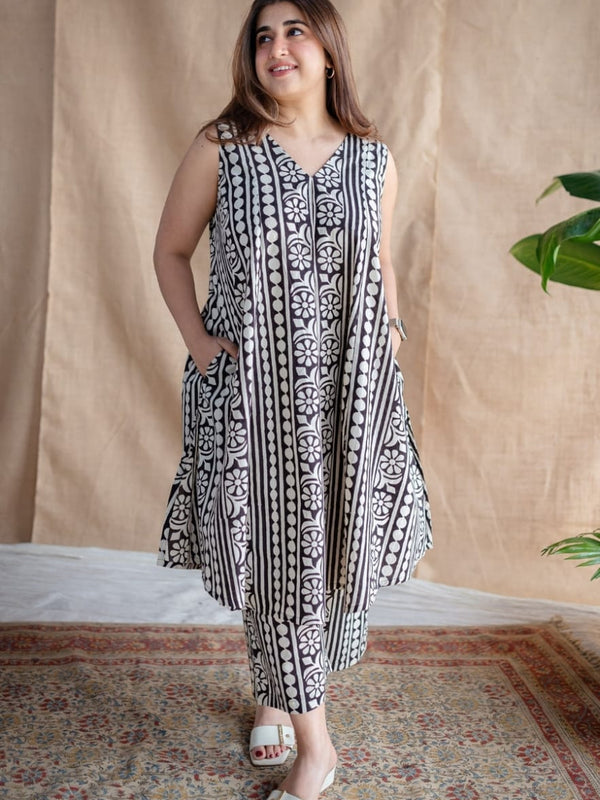 Black Printed Cotton Co-ord Set