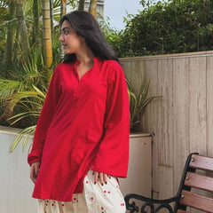 Chery Embroideried Work Red Farshi Salwar Set
