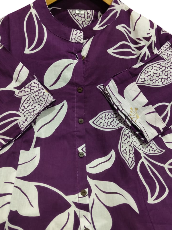 Printed Cotton Purple Kurti Palazzo Set