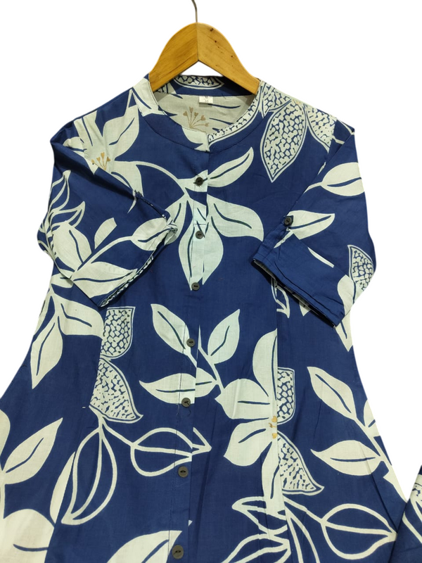 Blue Printed Cotton Kurti & Palazzo Set
