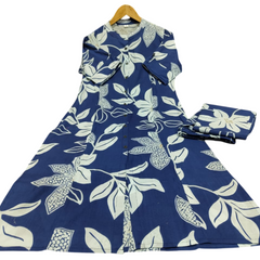 Blue Printed Cotton Kurti & Palazzo Set