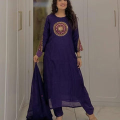 Beautiful Designer Blue Cotton Suit Set