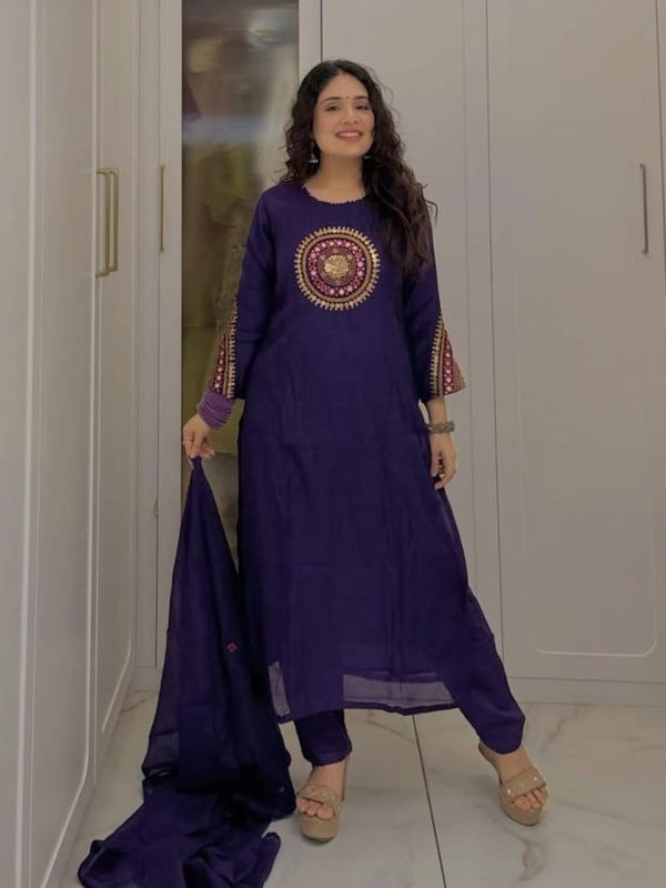 Beautiful Designer Blue Cotton Suit Set
