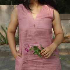 Peach Cotton Flex Sleeveless Kurti Palazzo Set