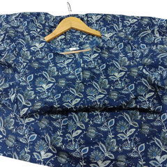 Blue Kalamkari Print Cotton Midi Gown