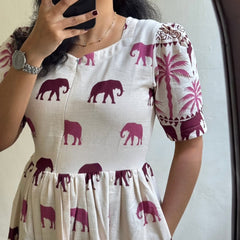 White Printed Cotton Midi Gown