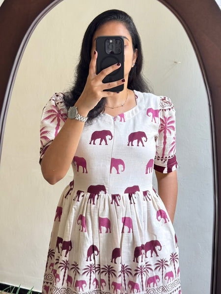 White Printed Cotton Midi Gown