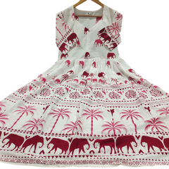 White Printed Cotton Midi Gown