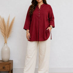 Maroon Color Cotton Kurti Pant Set