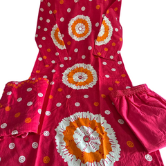 Purple Color Discharge Print Suit Set
