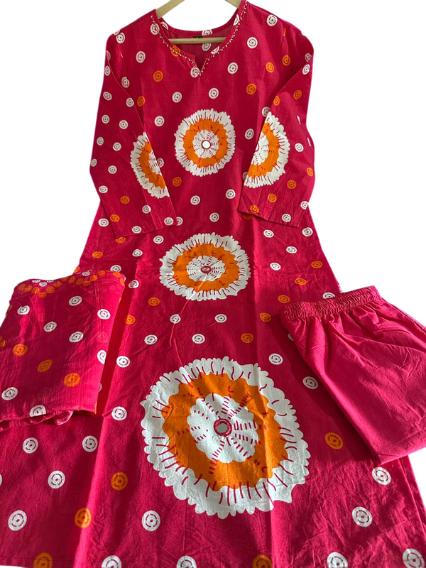 Purple Color Discharge Print Suit Set