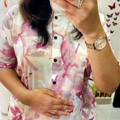 Peach Printed Cotton Kurti & Palazzo Set