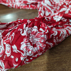 Red Printed Cotton Full Flare Midi Kurti