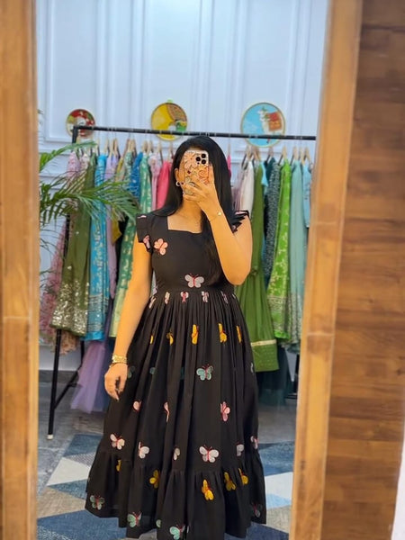 Women's Black Cotton Kurti