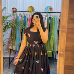 Women's Black Cotton Kurti