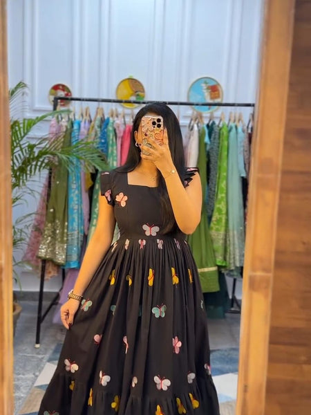 Women's Black Cotton Kurti