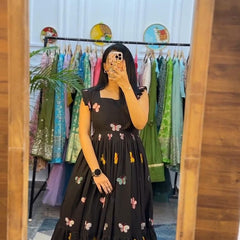 Women's Black Cotton Kurti