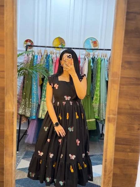 Women's Black Cotton Kurti