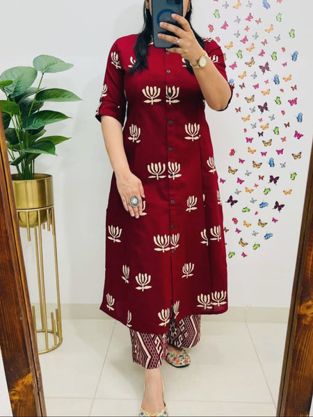 Rosewood Cotton A-Line Printed Co-ord Set
