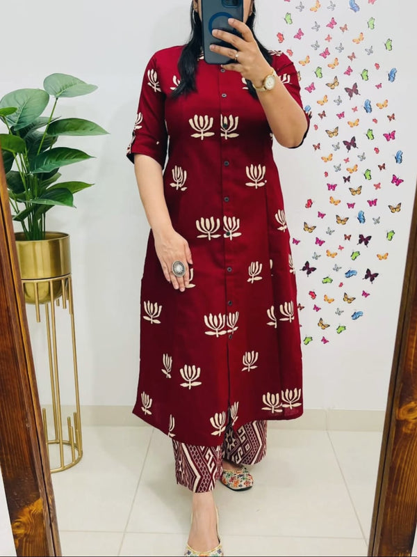 Rosewood Cotton A-Line Printed Co-ord Set