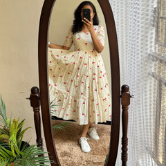 Beautiful Embroidered Cotton Midi Kurti
