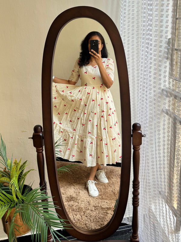 Beautiful Embroidered Cotton Midi Kurti