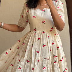 Beautiful Embroidered Cotton Midi Kurti